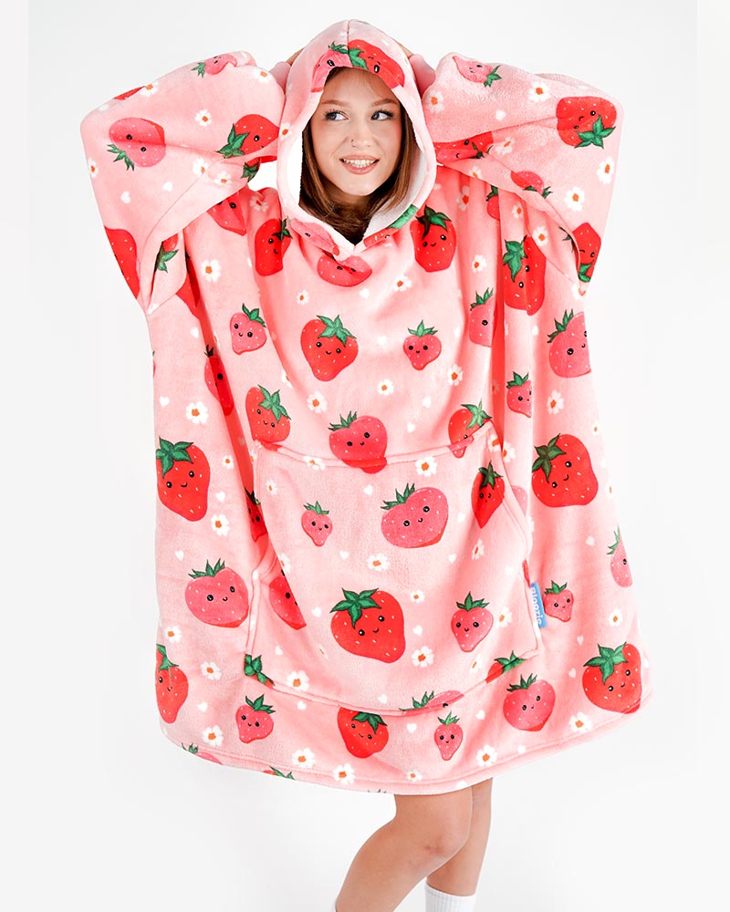 ciepła kocobluza bluza koc Bloozie truskawka różowa truskawki