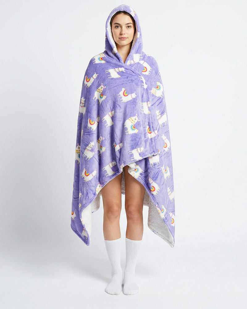 Bloozie Koc z kapturem Sherpa - Alpaka