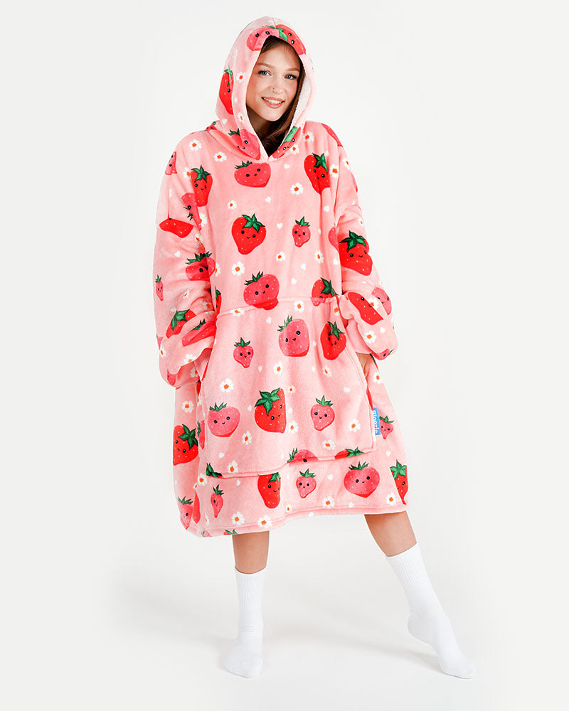 ciepła kocobluza bluza koc Bloozie truskawka różowa truskawki