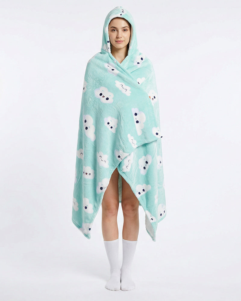 Bloozie Koc z kapturem Sherpa - Chmurka